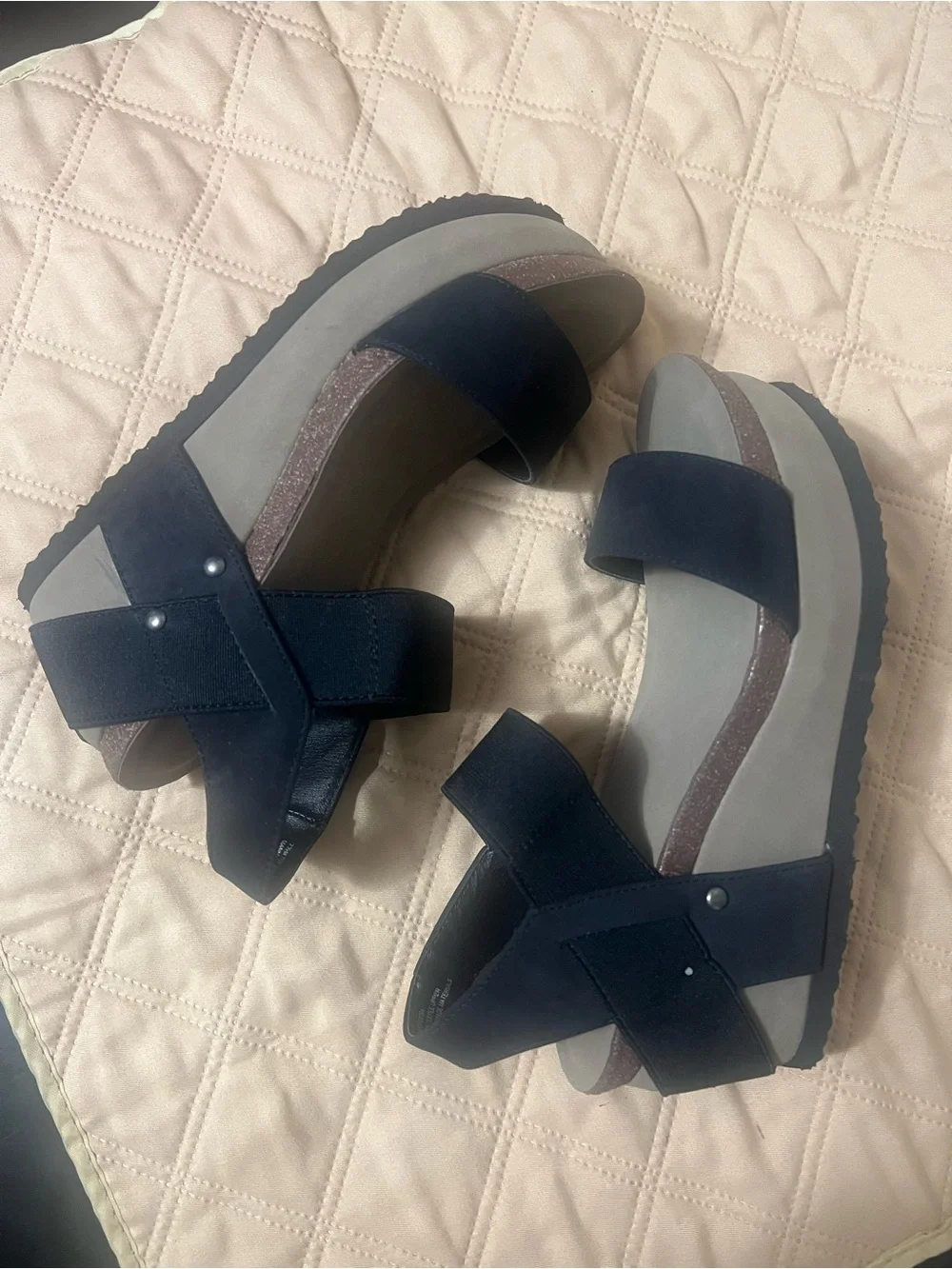 Crown Vintage Black Platform Slingback Sandals